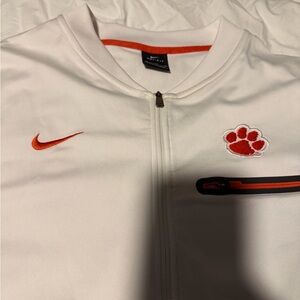 Clemson men’s Nike Dri-FIT White Jacket with Orange Trim